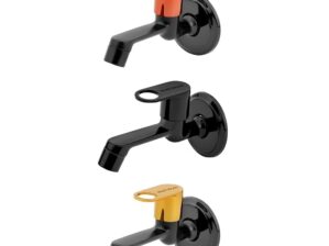 Matt Moon Brass Bib Cock Short Body, Bathroom Tap, with Wall Flange, Chrome Finish, Smooth Operating Handle, Long Lasting Warranty, Durable Water Tap for Bathroom (Multicolor) (Pack of 3)