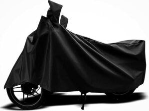 Great Ride®New Water Resistent || Two Wheeler Cover|| 100% Pure Poleyster with 5 Thread Stitching|| Whether & Dust Proof Full Body Protection with Buckle Strape Compatible ForAerox 155 Maxi_Blk