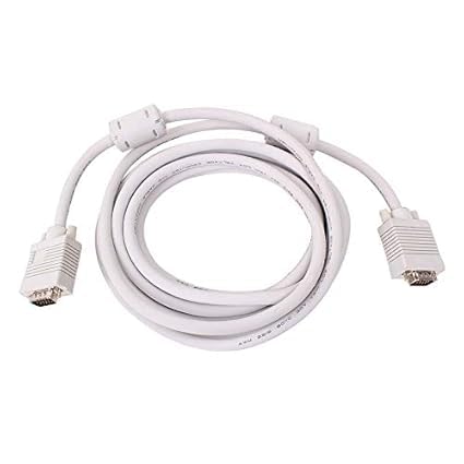 3 Meter Male to Male VGA Cable (White) – High-Quality VGA to VGA Cord for Crystal-Clear PC, Monitor, LCD, LED & Projector Display