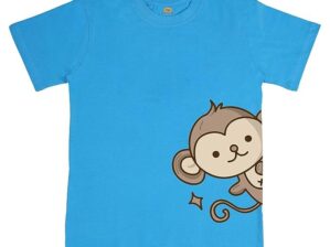 FIJOOL Monkey Print Boys & Girls Kids Tshirt Unisex T Shirts (Blue)