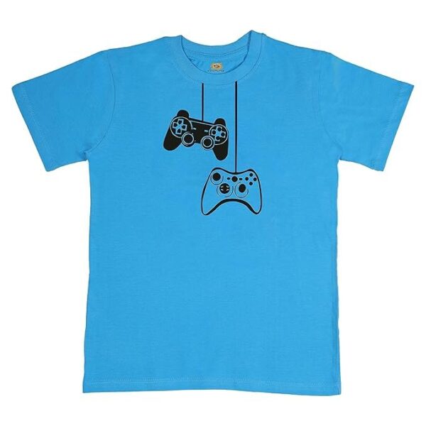 FIJOOL Boys T-Shirt Blue Color Gaming Console Tshirt for Boys Cotton Tshirt Printed (Blue)