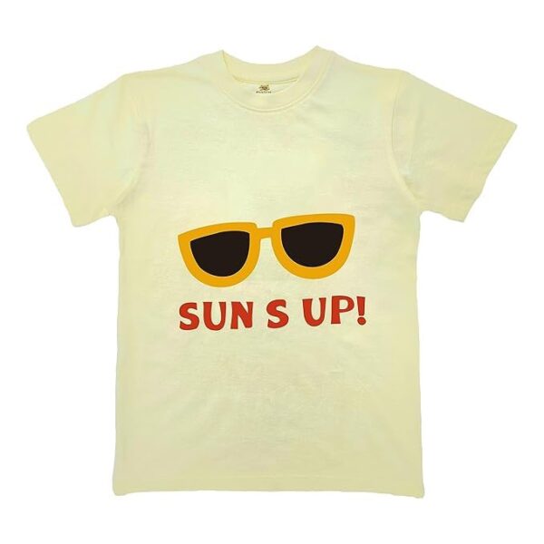FIJOOL Kids Lemon Color Printed T-Shirt - Stylish Tee for Ages 4-12 Years