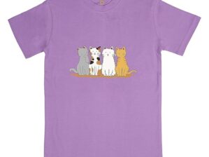 FIJOOL Cat Printed Girls T-Shirt Sweatshirt Cotton Tshirt Printed (Purple)