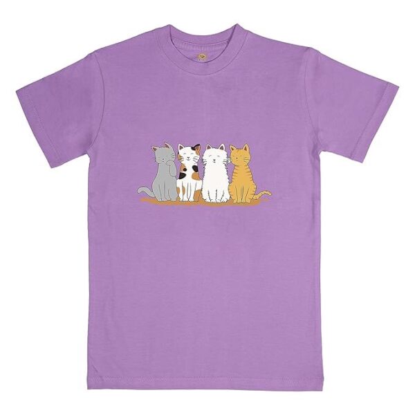 FIJOOL Cat Printed Girls T-Shirt Sweatshirt Cotton Tshirt Printed (Purple)