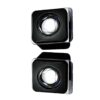 Krutic-e-02bCompact USB Powered Computer Speakers, Black, Square Desktop Design with LED Light, Stereo Sound, 2 Piece Set - Image 2