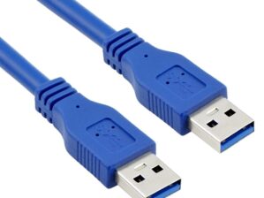 USB 3.0 Type A Male to Male Data Cable, Blue, 18cm, High Speed 5Gbps Transfer, Dual-Head Design for Hard Drive Enclosures, Cooling Pad