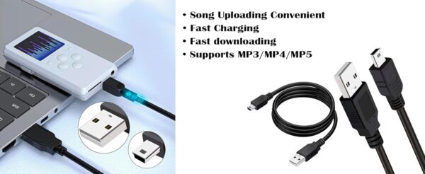 2.0 CASE CABLE 1 M USB 2.0 A to Mini 5 pin B Cable for External HDDS/Card Readers - Black