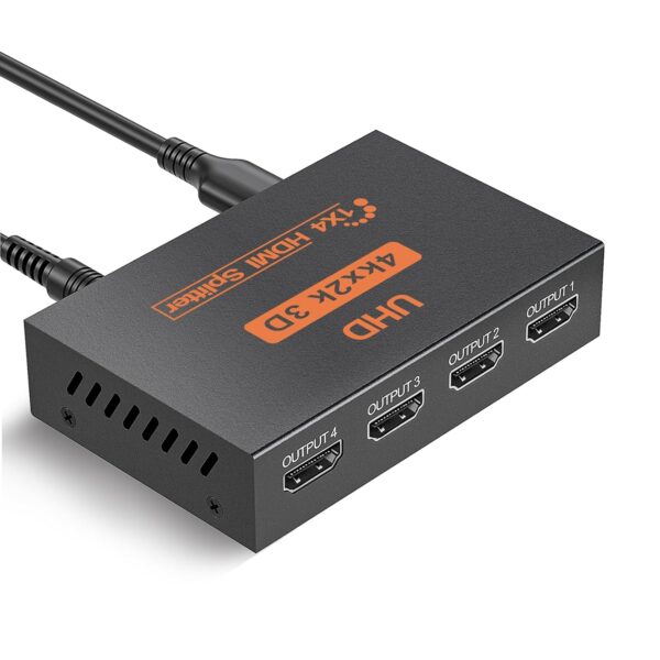 L'Puluva HDMI Splitter 1 in 4 Out, 4K Splitter to 4 Monitors, Multi HDMI Adapter for PC, Laptop, HDTV, Projector, Xbox, PS3/PS4/PS5, 1 Input 4 Output, Mirror Mode Only, No Extension