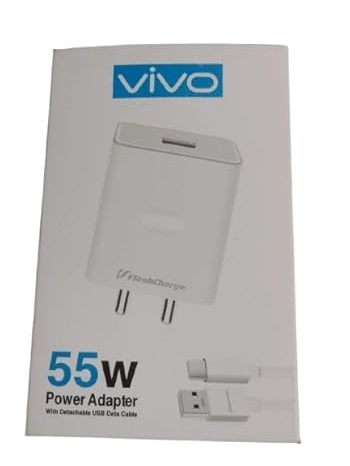 VlV0 55W Fast Charging Adaptor with 1-Meter USB to Type-C Cable | Universal Compatibility for All Type-C Mobile Like OnePlus, Realme, Xiaomi, Oppo, Vivo & More Type-C Charging Supports Devices - Image 2