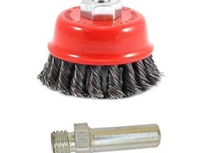 Drill Attachment + Twisted 3" (75mm) M-10 Thread Wire Cup Brush for Removing Rust, Paint as Well as for Polishing Wheel Brush