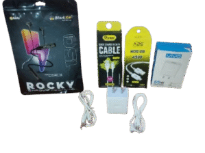 55w charger (Adapter),Type C+Type B Data Cable(Charging Cable) Black Cat Neckband with 150 Hours Long life Battery Combo of 4