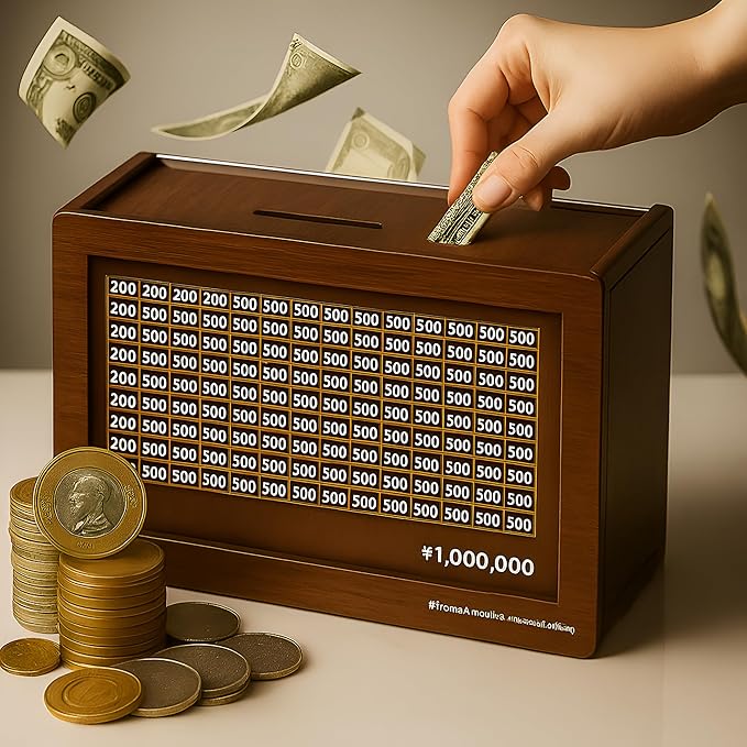 Shtarlite1 Lakh Money Saving Challenge Wooden Piggy Bank with Digital Counter & Note Tracker (wooden color)